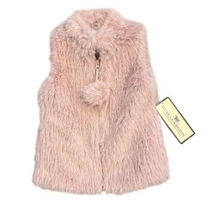 New Girls American Widgeon Pink Size 7 Fur Vest